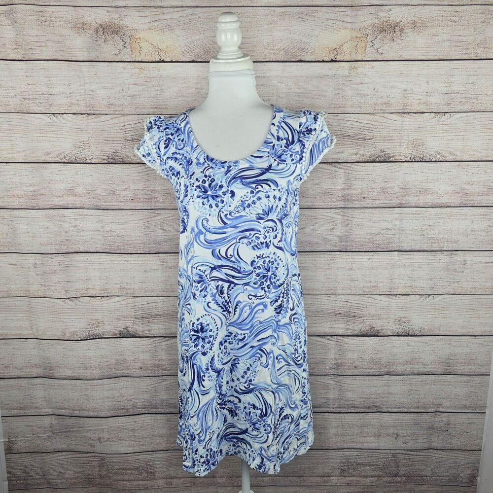 Lilly Pulitzer Blue Paisley Shift Bridgette Dress Small Don't Be Jelly Beach
